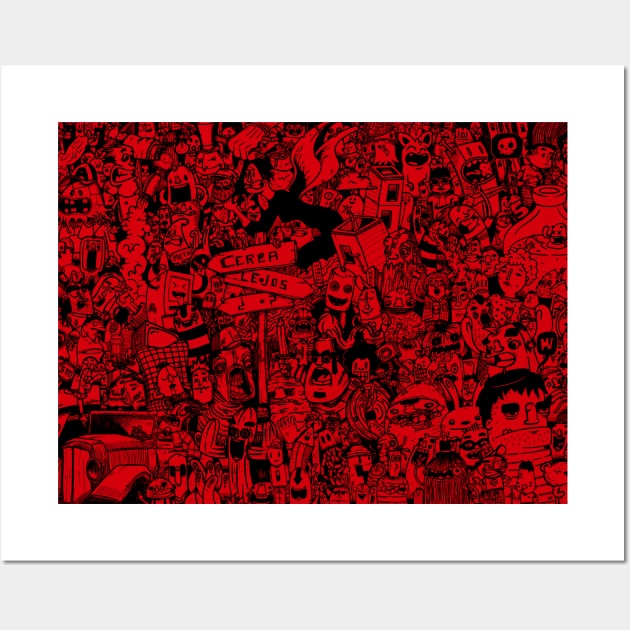 Red doodle Wall Art by manuvila